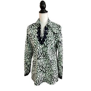 C. Wonder Navy, Green, White Cotton Tunic Style Top-M